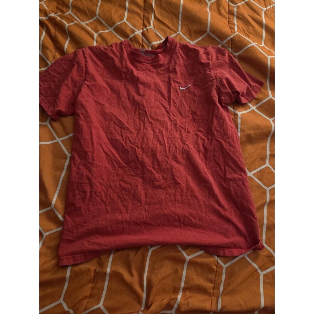 Nike Red Crew Neck Men's Regular Fit Short Sleeve T-Shirt L Cotton Knit